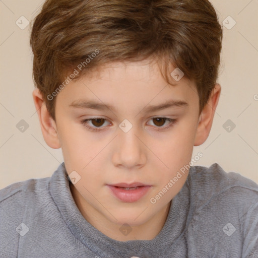 Neutral white child male with short  brown hair and brown eyes