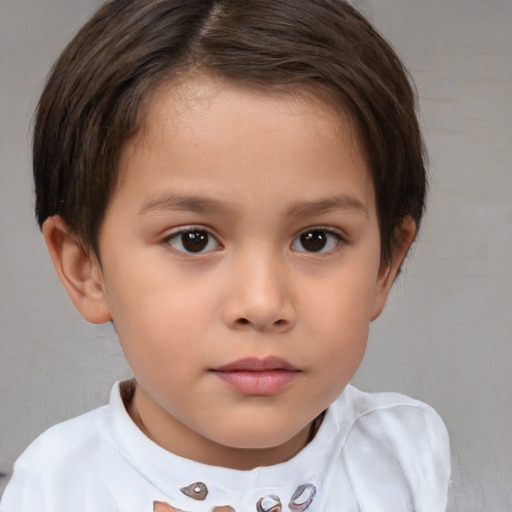 Neutral white child female with short  brown hair and brown eyes