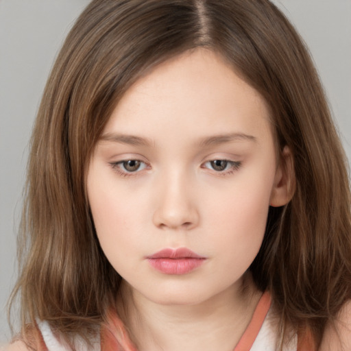 Neutral white child female with medium  brown hair and brown eyes