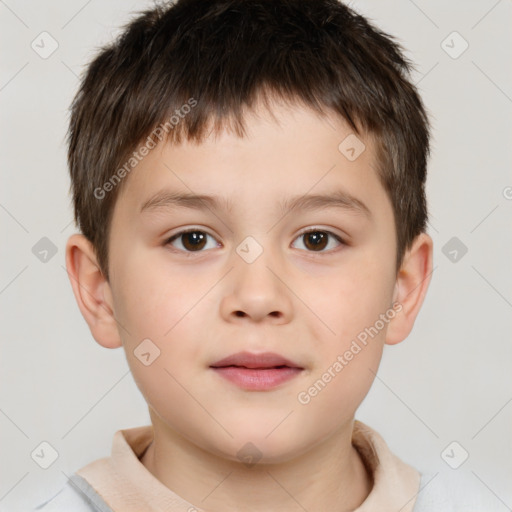 Neutral white child male with short  brown hair and brown eyes