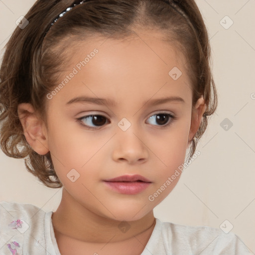 Neutral white child female with medium  brown hair and brown eyes