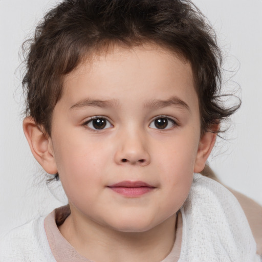 Neutral white child male with medium  brown hair and brown eyes