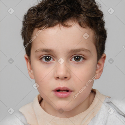 Neutral white child male with short  brown hair and brown eyes