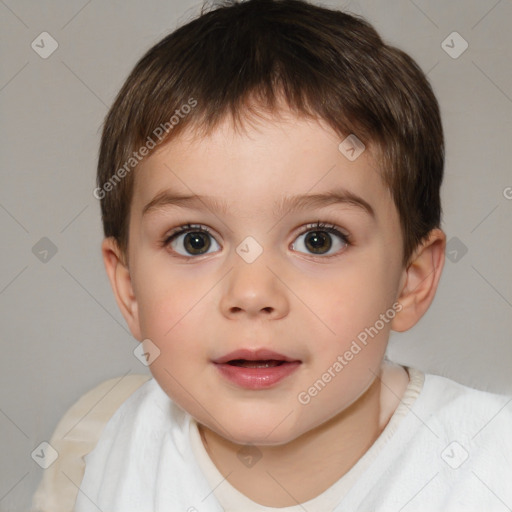 Neutral white child male with short  brown hair and brown eyes