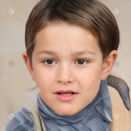 Neutral white child female with short  brown hair and brown eyes