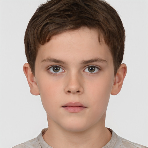 Neutral white child male with short  brown hair and brown eyes