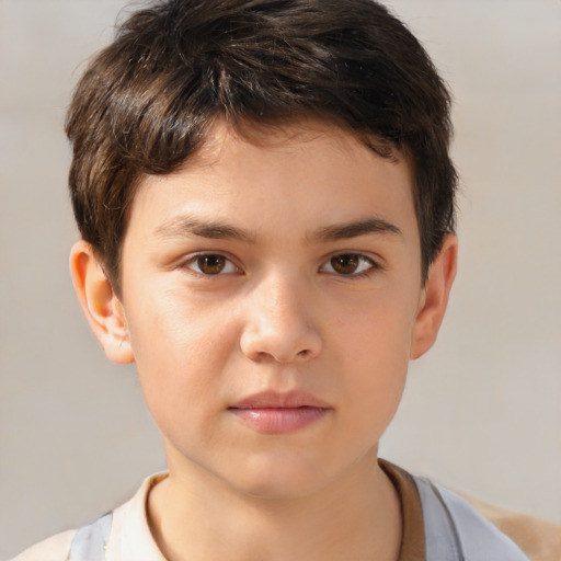 Neutral white child male with short  brown hair and brown eyes