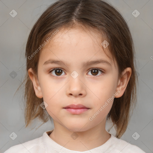 Neutral white child female with medium  brown hair and brown eyes