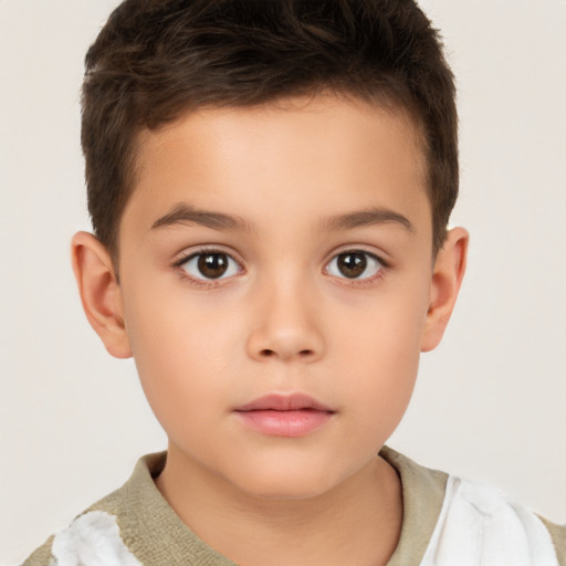 Neutral white child male with short  brown hair and brown eyes