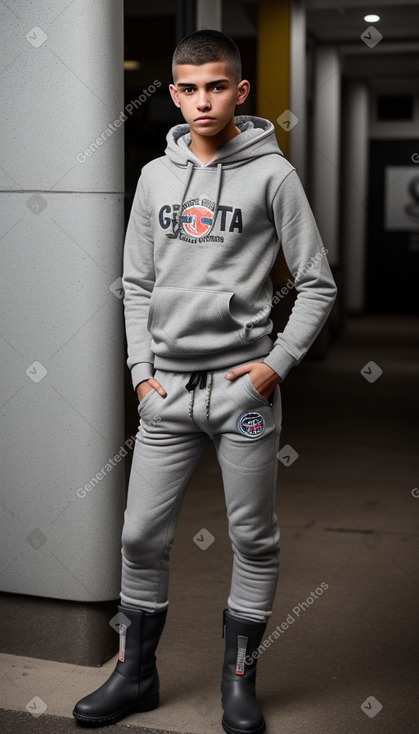 Costa rican teenager boy with  gray hair