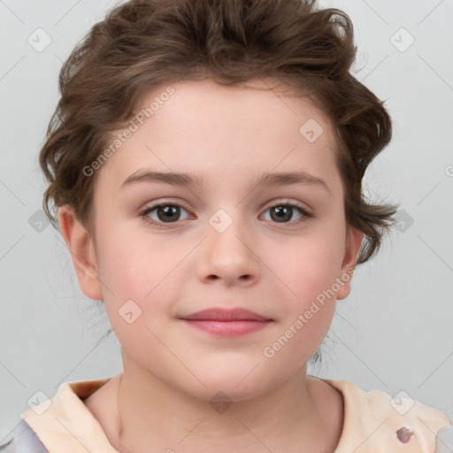 Neutral white child female with medium  brown hair and brown eyes