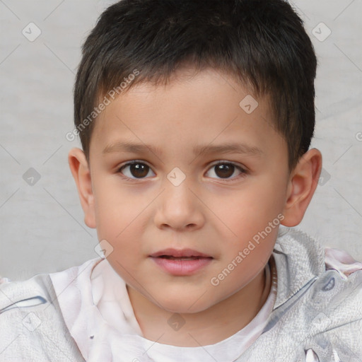 Neutral white child male with short  brown hair and brown eyes
