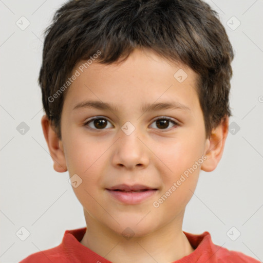 Neutral white child male with short  brown hair and brown eyes