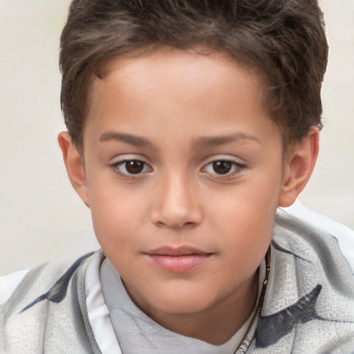 Neutral white child male with short  brown hair and brown eyes