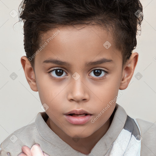 Neutral white child male with short  brown hair and brown eyes