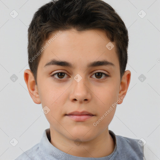 Neutral white child male with short  brown hair and brown eyes