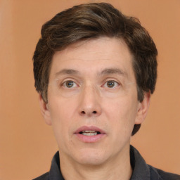 Neutral white adult male with short  brown hair and brown eyes