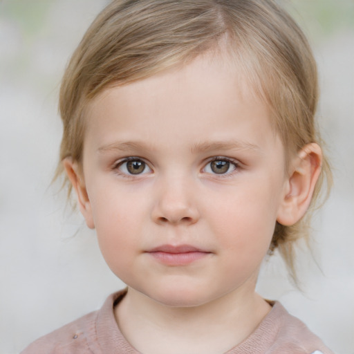 Neutral white child female with medium  brown hair and brown eyes