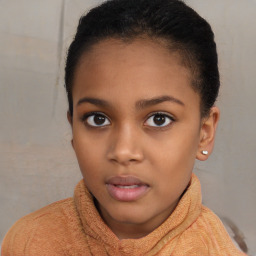 Neutral black young-adult female with short  brown hair and brown eyes