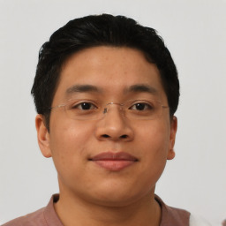 Neutral asian young-adult male with short  brown hair and brown eyes