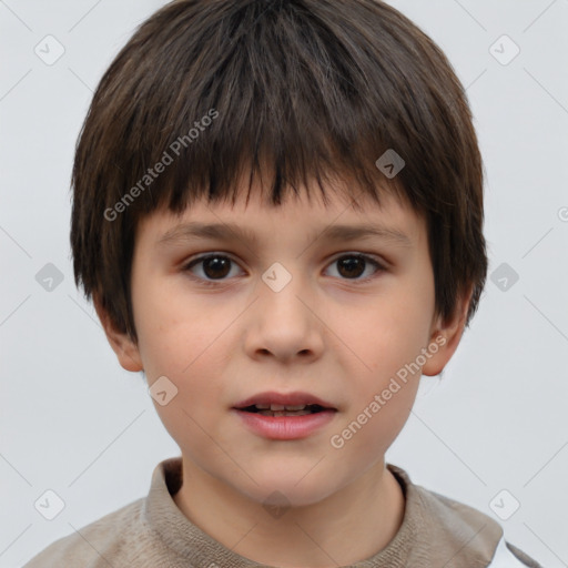 Neutral white child male with short  brown hair and brown eyes