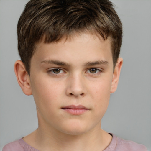 Neutral white child male with short  brown hair and brown eyes