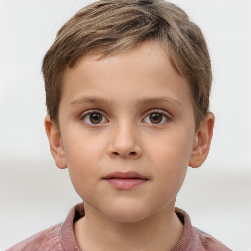 Neutral white child male with short  brown hair and grey eyes