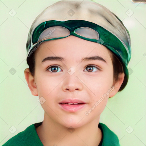 Neutral white child female with short  brown hair and brown eyes