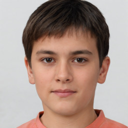 Neutral white child male with short  brown hair and brown eyes