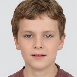 Neutral white child male with short  brown hair and brown eyes