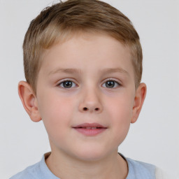 Neutral white child male with short  brown hair and brown eyes