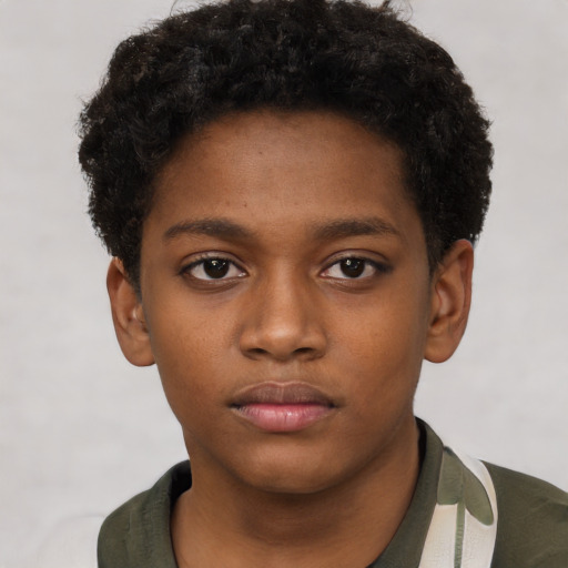 Neutral black young-adult male with short  brown hair and brown eyes