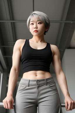 Korean young adult female with  gray hair