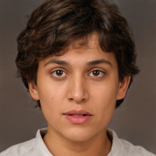 Neutral white young-adult male with medium  brown hair and brown eyes