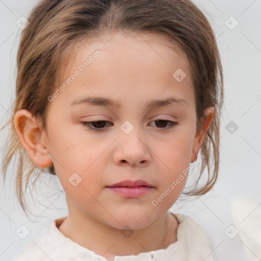 Neutral white child female with medium  brown hair and brown eyes