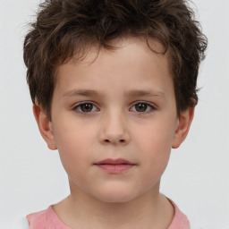 Neutral white child male with short  brown hair and brown eyes