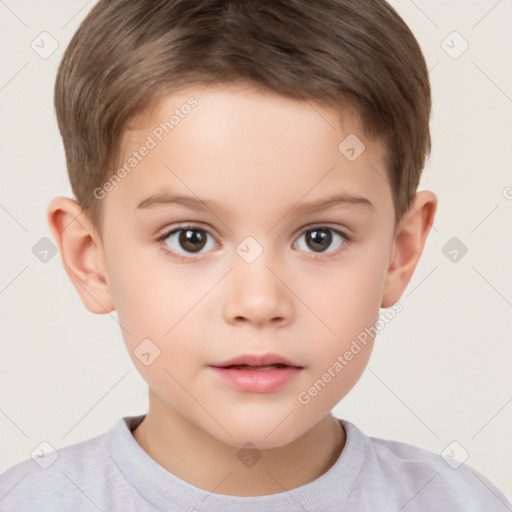 Neutral white child male with short  brown hair and brown eyes