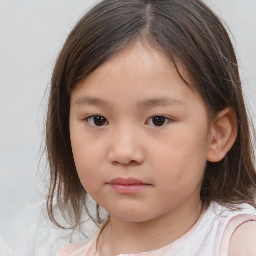 Neutral white child female with medium  brown hair and brown eyes