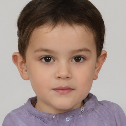 Neutral white child male with short  brown hair and brown eyes