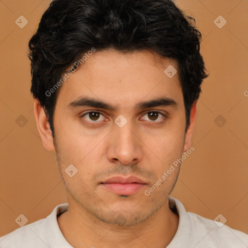 Neutral asian young-adult male with short  brown hair and brown eyes