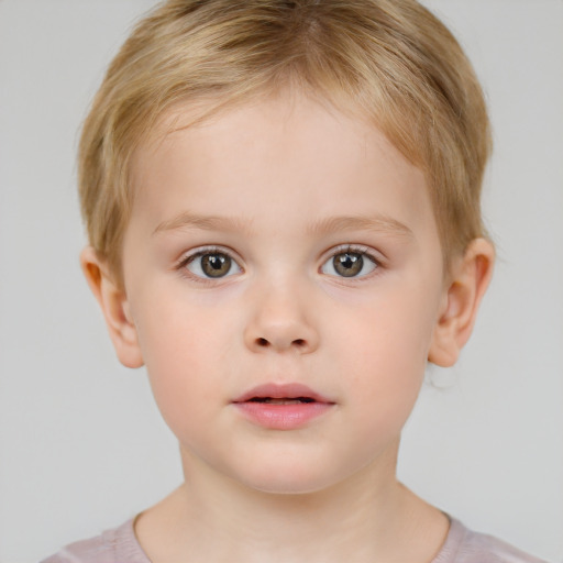 Neutral white child female with short  brown hair and brown eyes