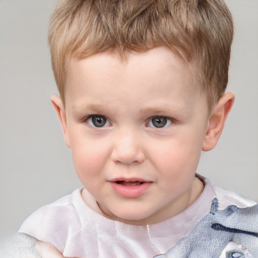 Neutral white child male with short  brown hair and grey eyes