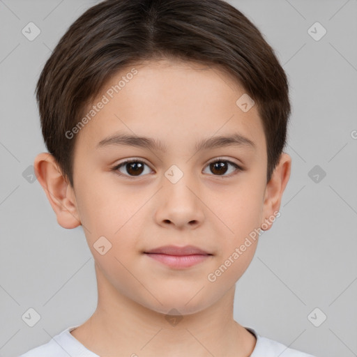 Neutral white child female with short  brown hair and brown eyes