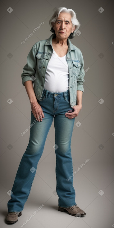 Bolivian elderly non-binary with  gray hair