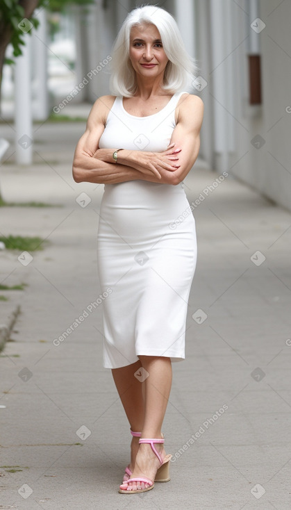 Albanian 45 years female with  white hair