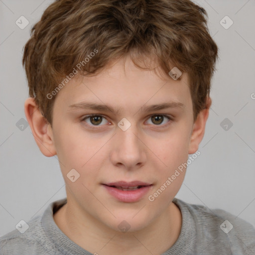 Neutral white child male with short  brown hair and brown eyes