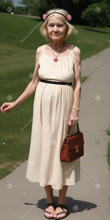 Caucasian elderly female with  blonde hair