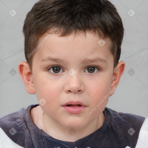 Neutral white child male with short  brown hair and brown eyes