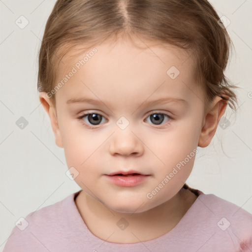 Neutral white child female with short  brown hair and brown eyes