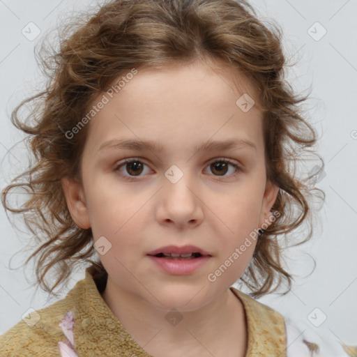 Neutral white child female with medium  brown hair and brown eyes